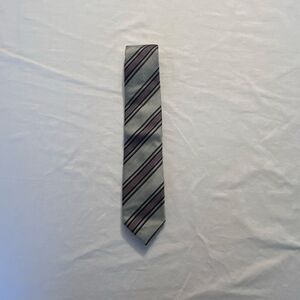 Lindly Clothing Men’s Purple & Gray 100% Silk Striped Necktie